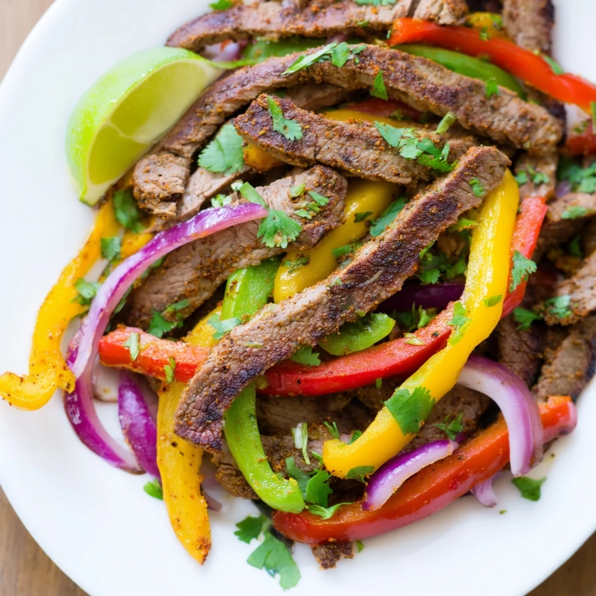 Sheet Pan Steak Fajitas with Bell Peppers feature tender, sizzling steak strips and vibrant peppers roasted with smoky spices.