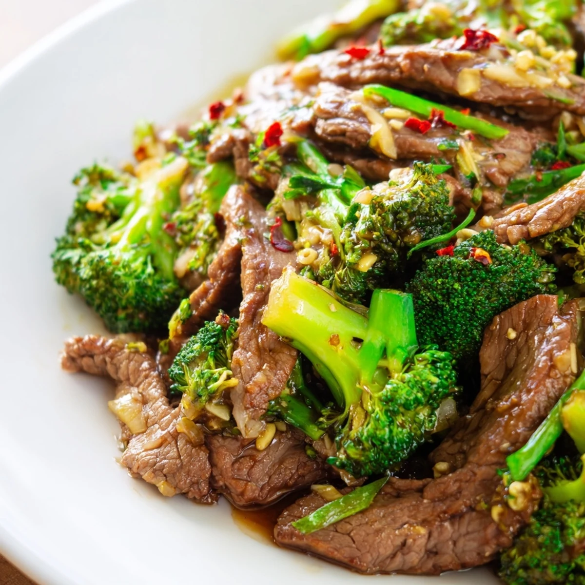 Tender beef and crisp broccoli florets coated in a glossy garlic-ginger sauce in this Keto Friendly Beef and Broccoli Stir Fry.