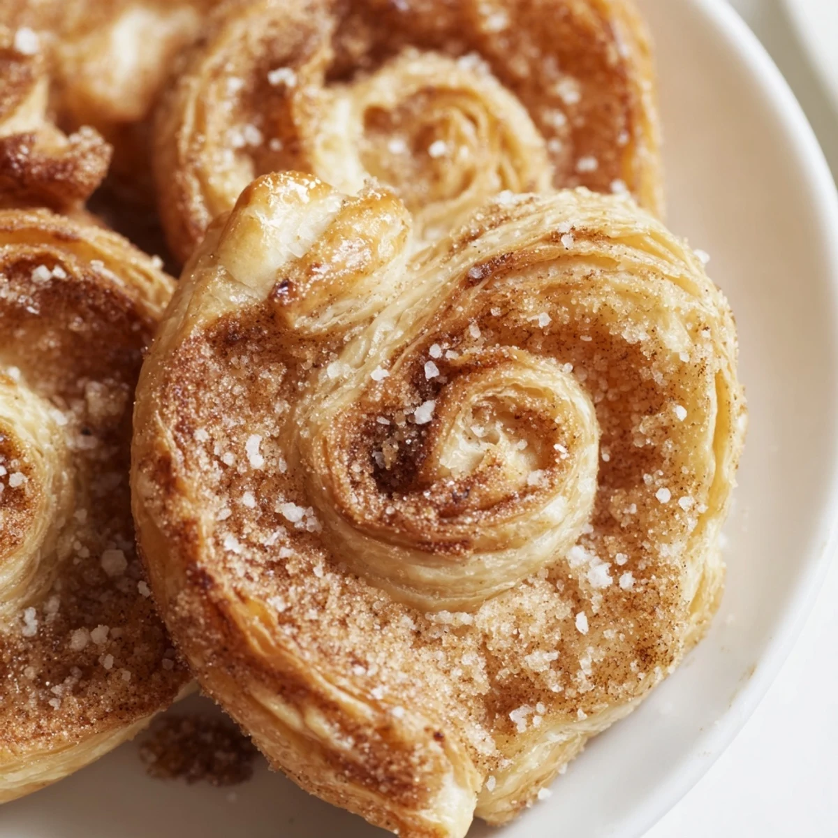 Cinnamon Sugar Puff Pastry Palmiers are golden and crisp, perfectly dusted for a sweet afternoon coffee treat.