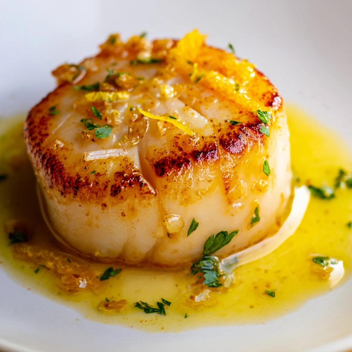 Date Night Seared Scallops with Lemon Butter, elegantly plated with asparagus for a romantic, candlelit dinner at home.