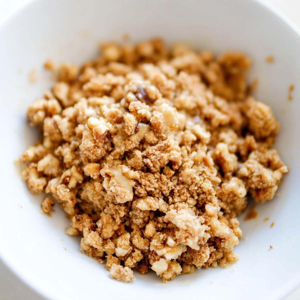 Rustic Winter Fruit Crisp with oat topping is served from a 9-inch dish, red cranberries and apricots peeking through the crumble.