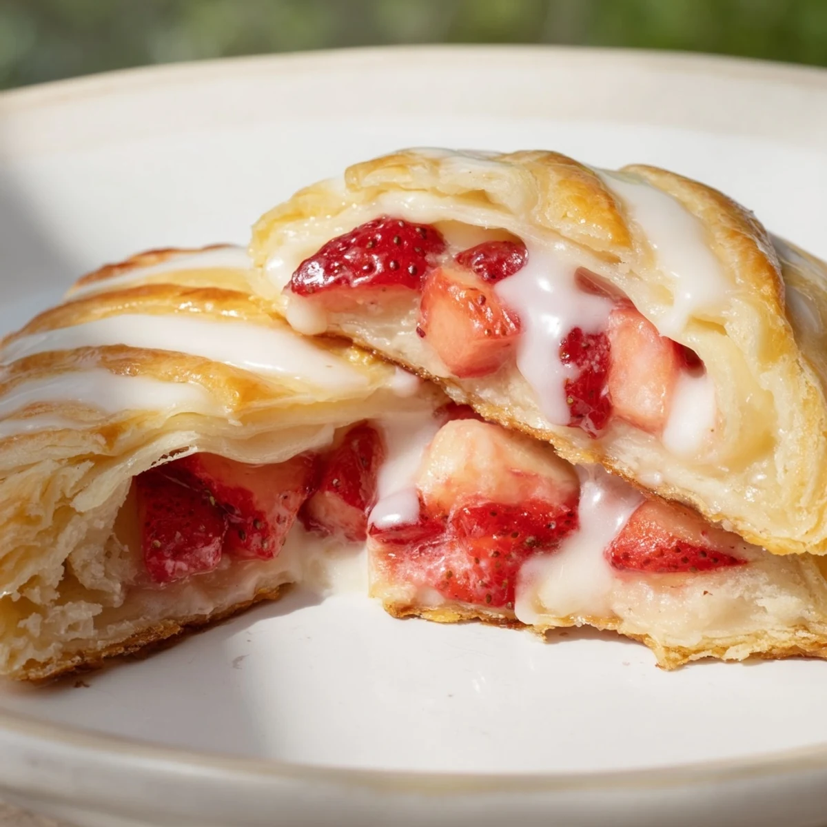 Freshly baked Strawberry Hand Pies with Glaze are arranged on parchment, ready for a picnic or an easy grab-and-go treat.