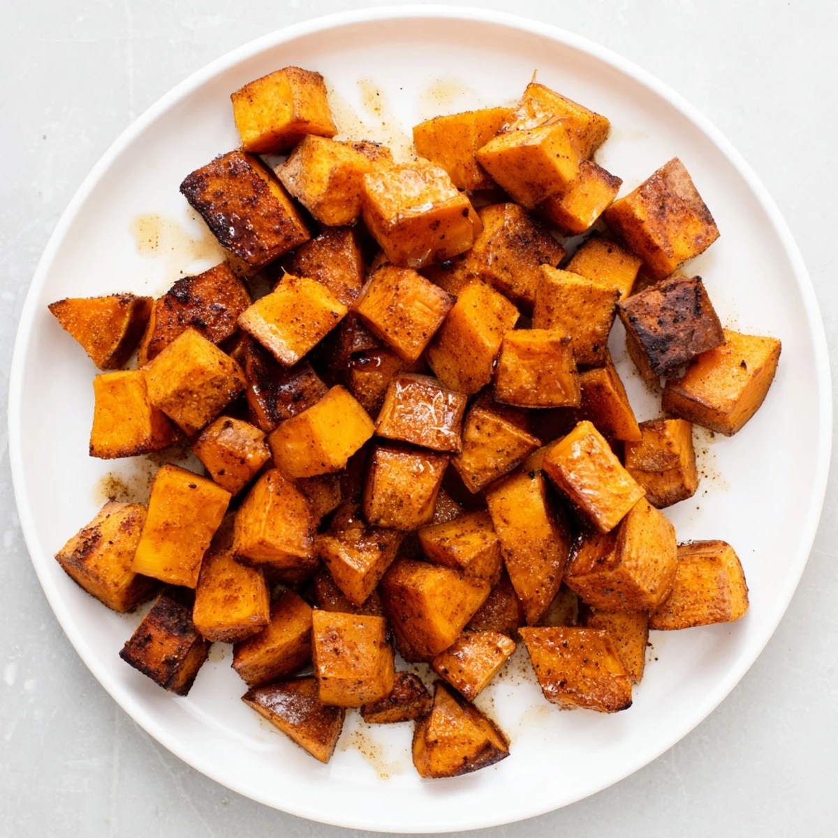 Roasted Sweet Potatoes with Cinnamon paired with roasted chicken makes a hearty American dinner.
