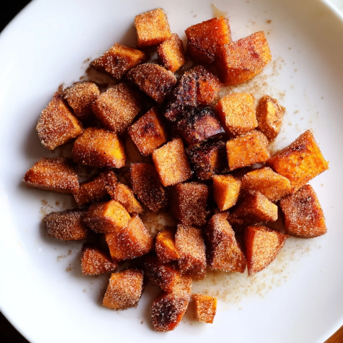 Roasted Sweet Potatoes with Cinnamon Sugar paired with roasted chicken for a cozy meal.