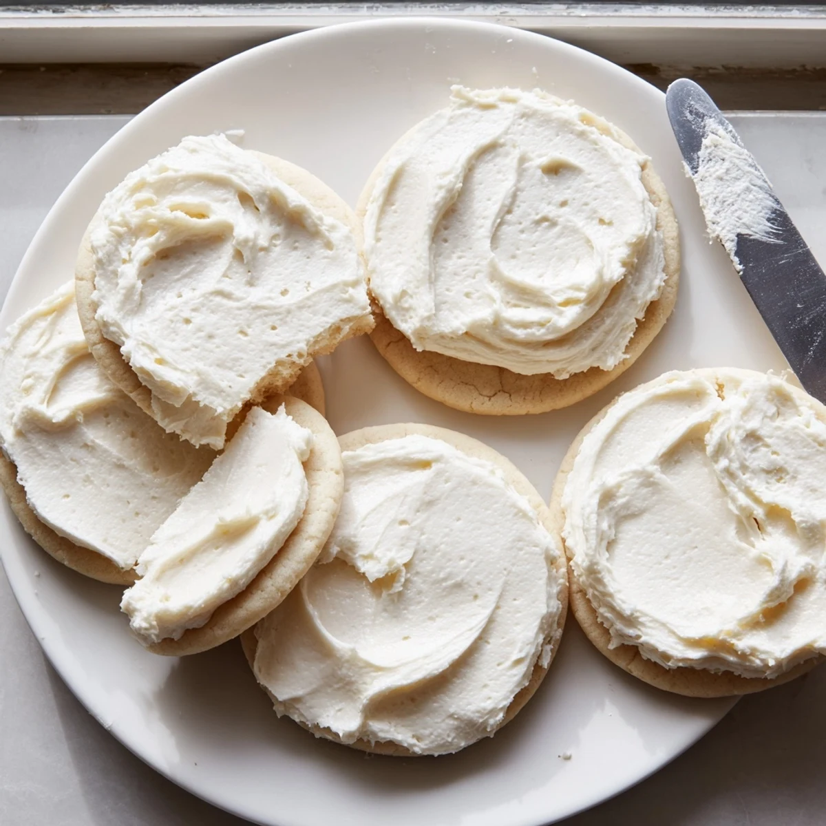Easy Sugar Cookie Frosting swirls in a bowl, fluffy and creamy, with a vanilla-scented aroma.