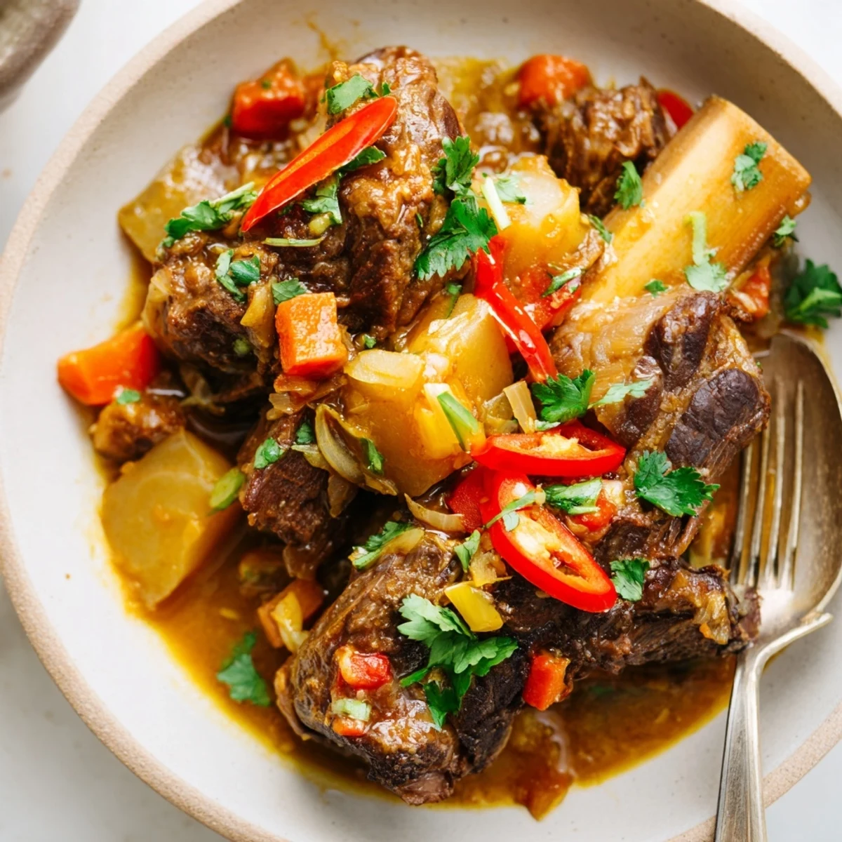 Tender beef ribs simmered in fragrant Cambodian spices for a rich and aromatic ragu.