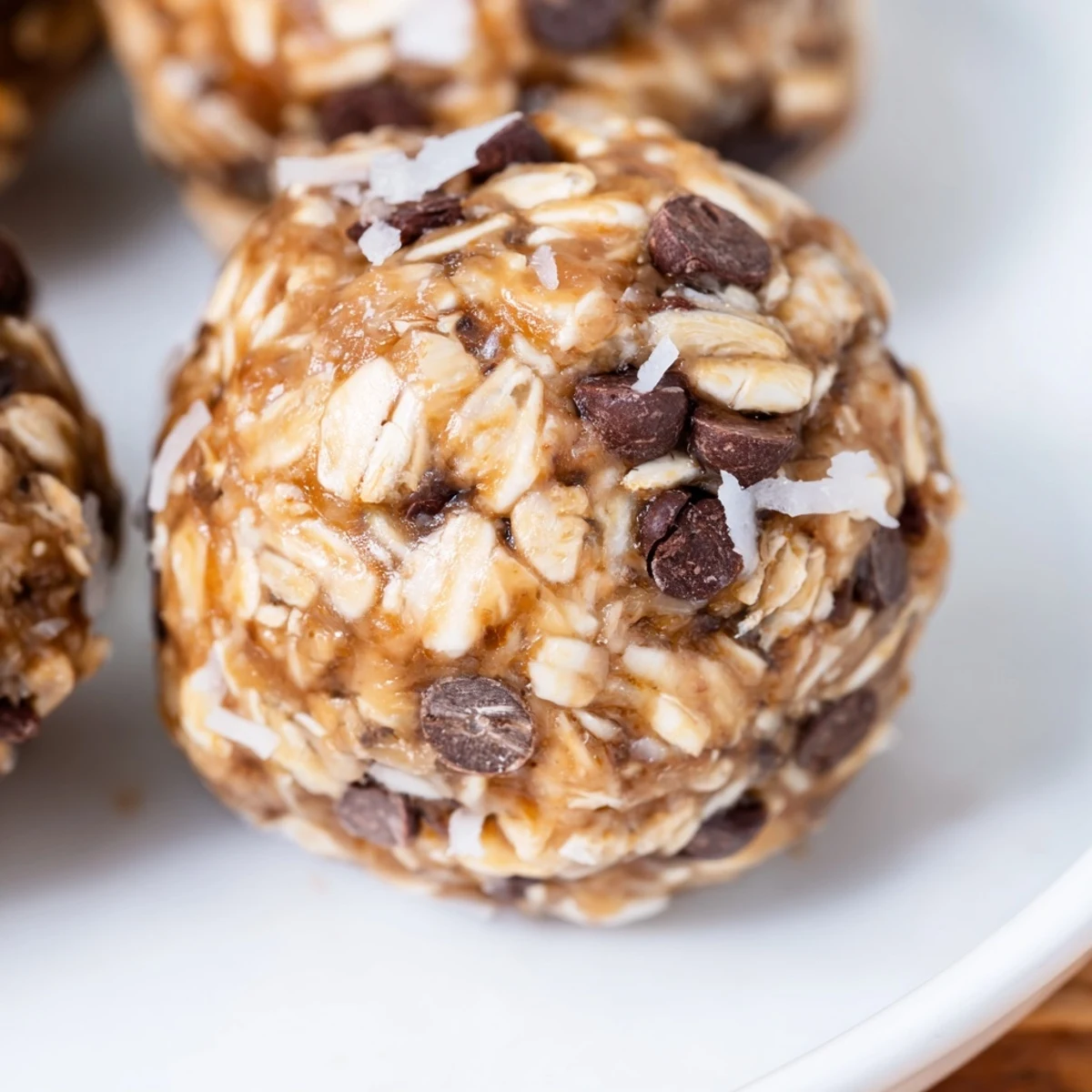 No Bake Chocolate Chip Energy Bites arranged in a glass jar, perfect for a healthy on-the-go snack.