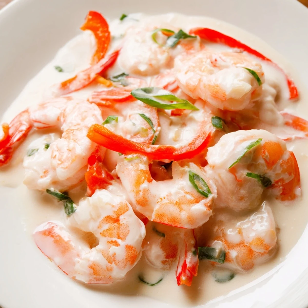 Creamy Coconut Shrimp Buffet Style features succulent shrimp in a rich, velvety coconut sauce, served in a buffet chafing dish.