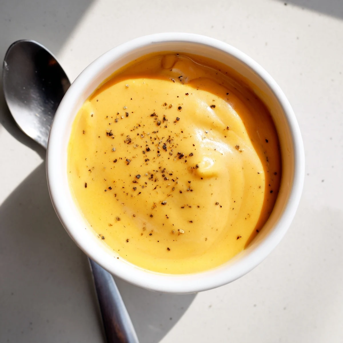 Steaming, creamy Snappy Cheddar Sauce drizzled over baked potatoes and broccoli.