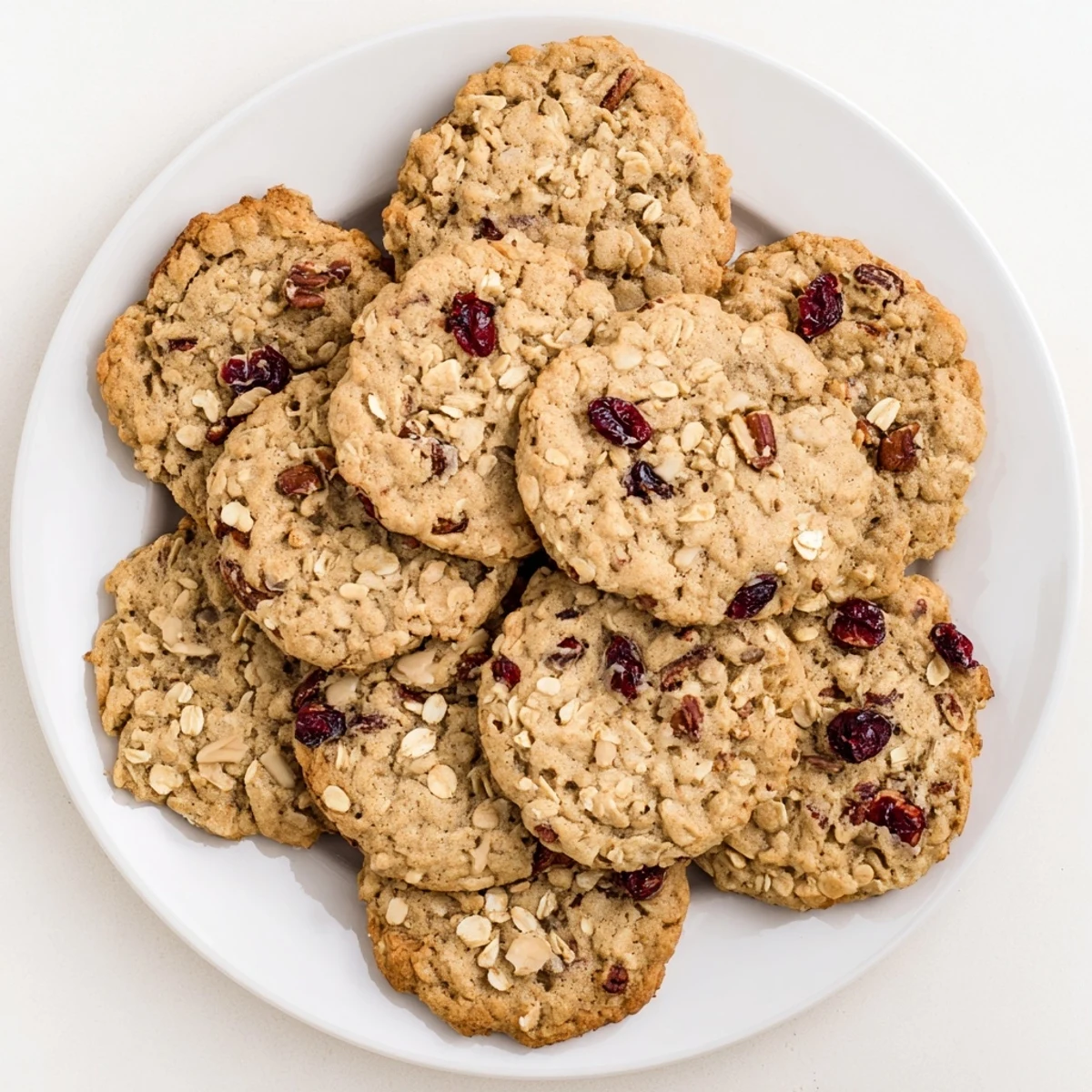 Freshly baked Chai Oatmeal Craisin Cookies stacked high with a glass of milk, perfect for an afternoon treat.