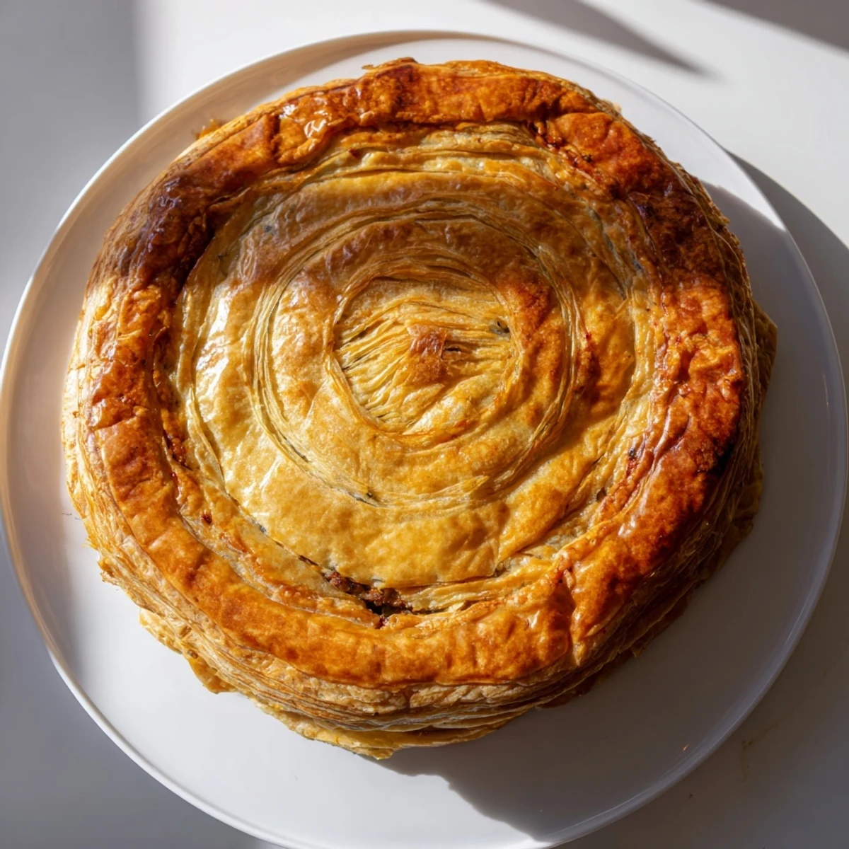 Freshly baked Vietnamese French fusion pâte chaud pastries with golden puff pastry and savory pork filling on a plate.