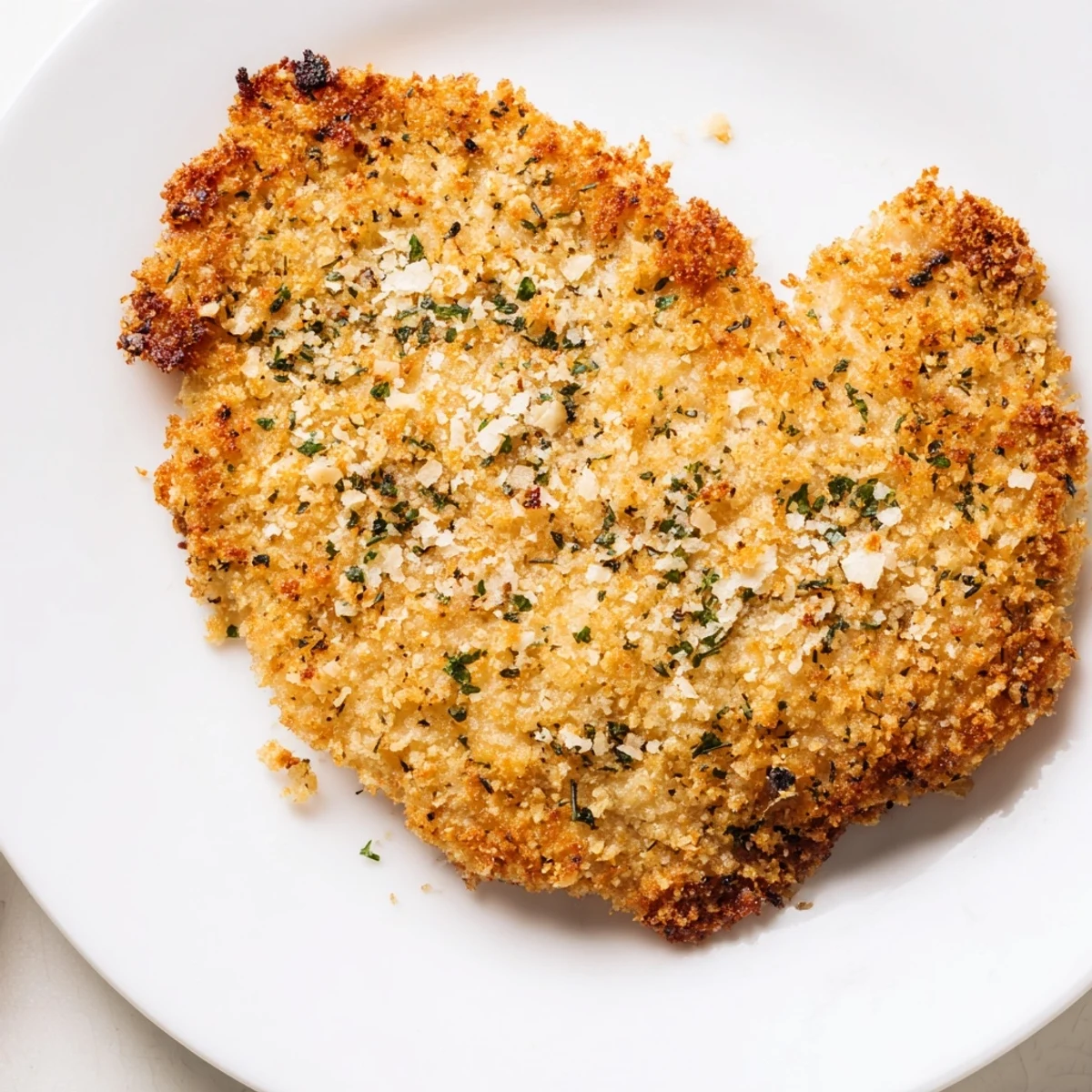 Golden Italian chicken cutlets with crispy Parmesan breadcrumb coating served with fresh lemon wedges
