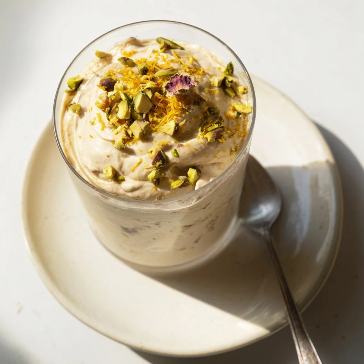 Light Lebanese date blossom mousse with sweet Medjool dates and floral orange blossom notes