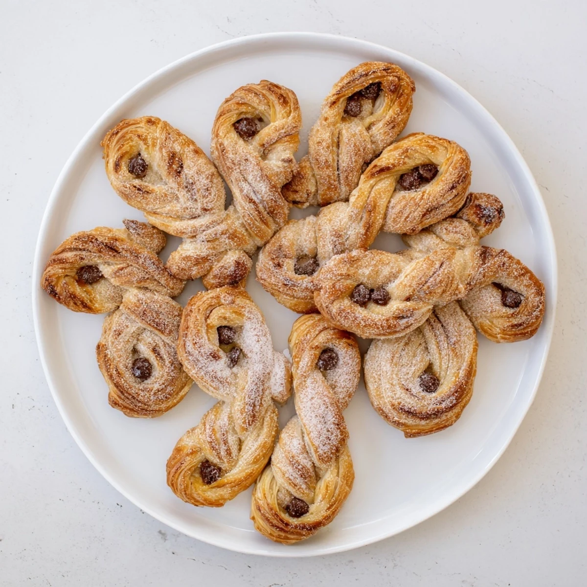 Soft puff pastry bunny-shaped pastries sprinkled with sweet cinnamon sugar coating