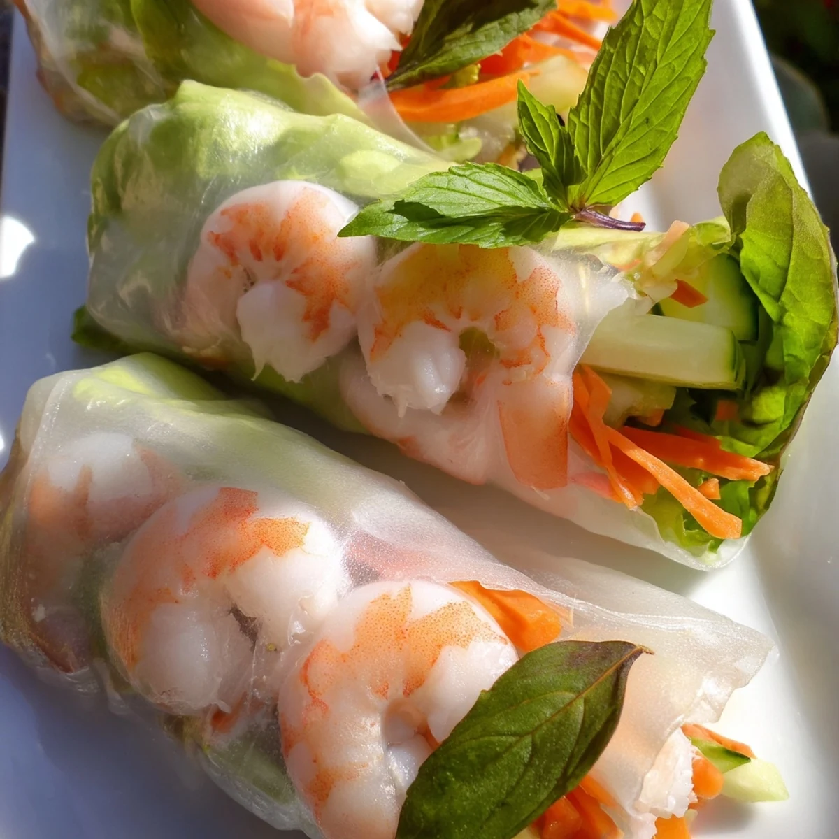 Platter of light fresh spring rolls with peanut sauce arranged alongside creamy dipping bowl for easy appetizer serving