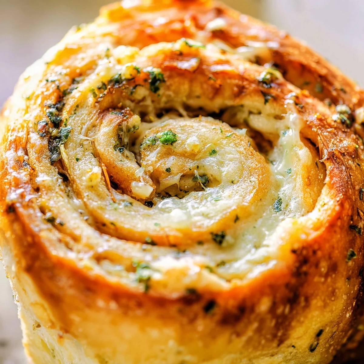 Golden buttery cheese garlic rolls fresh from the oven with melted cheese topping