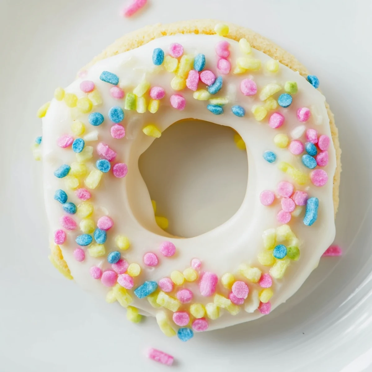 Golden Italian Easter cookies arranged in a ring shape with sweet glaze and festive nonpareil decorations