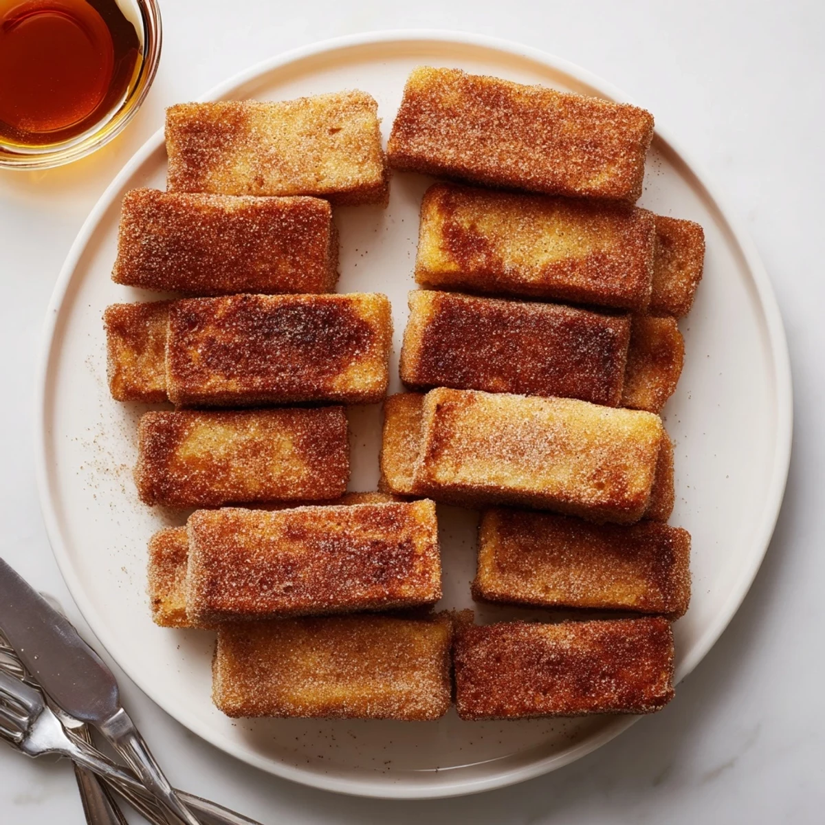 Fluffy cinnamon French toast sticks with crunchy sugar coating, perfect easy breakfast treat