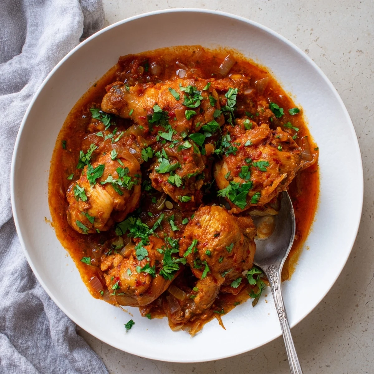 Creamy Instant Pot Butter Chicken served over fluffy white basmati rice with fresh cilantro garnish