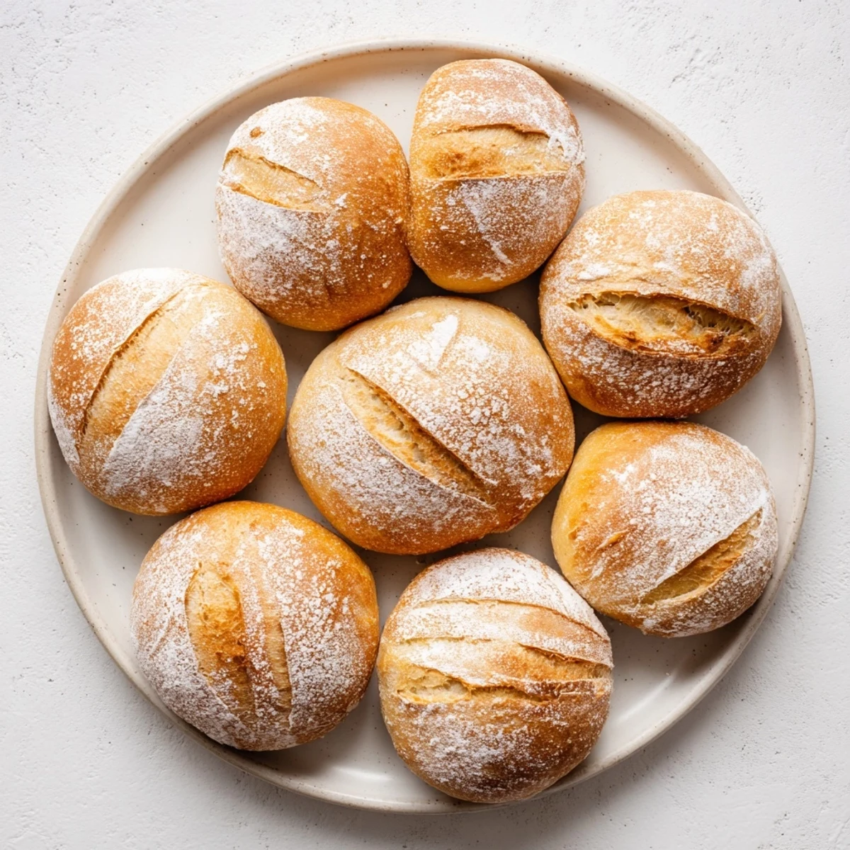 Basket of freshly baked crusty French bread rolls served warm for dinner