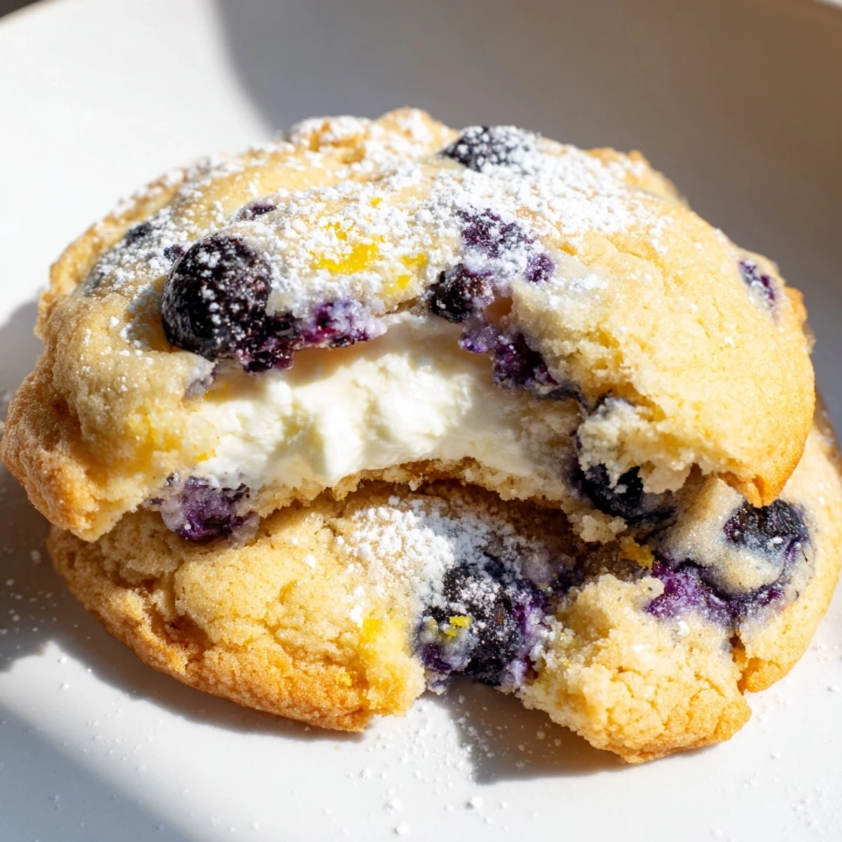 Plump blueberries and swirls of cheesecake filling peek through these soft-baked lemon blueberry cheesecake cookies
