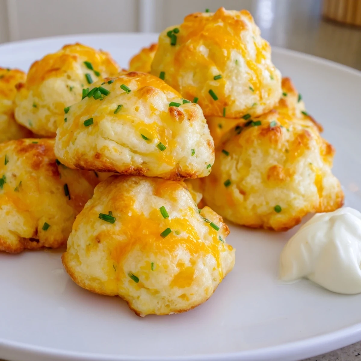 Crispy Mashed Potato Cheese Puffs topped with herbs and served warm