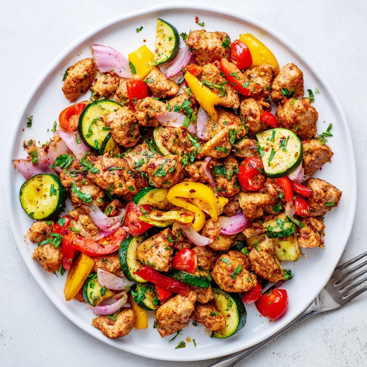 Smoky quick flavorful one pan dish served hot with fresh parsley and lemon