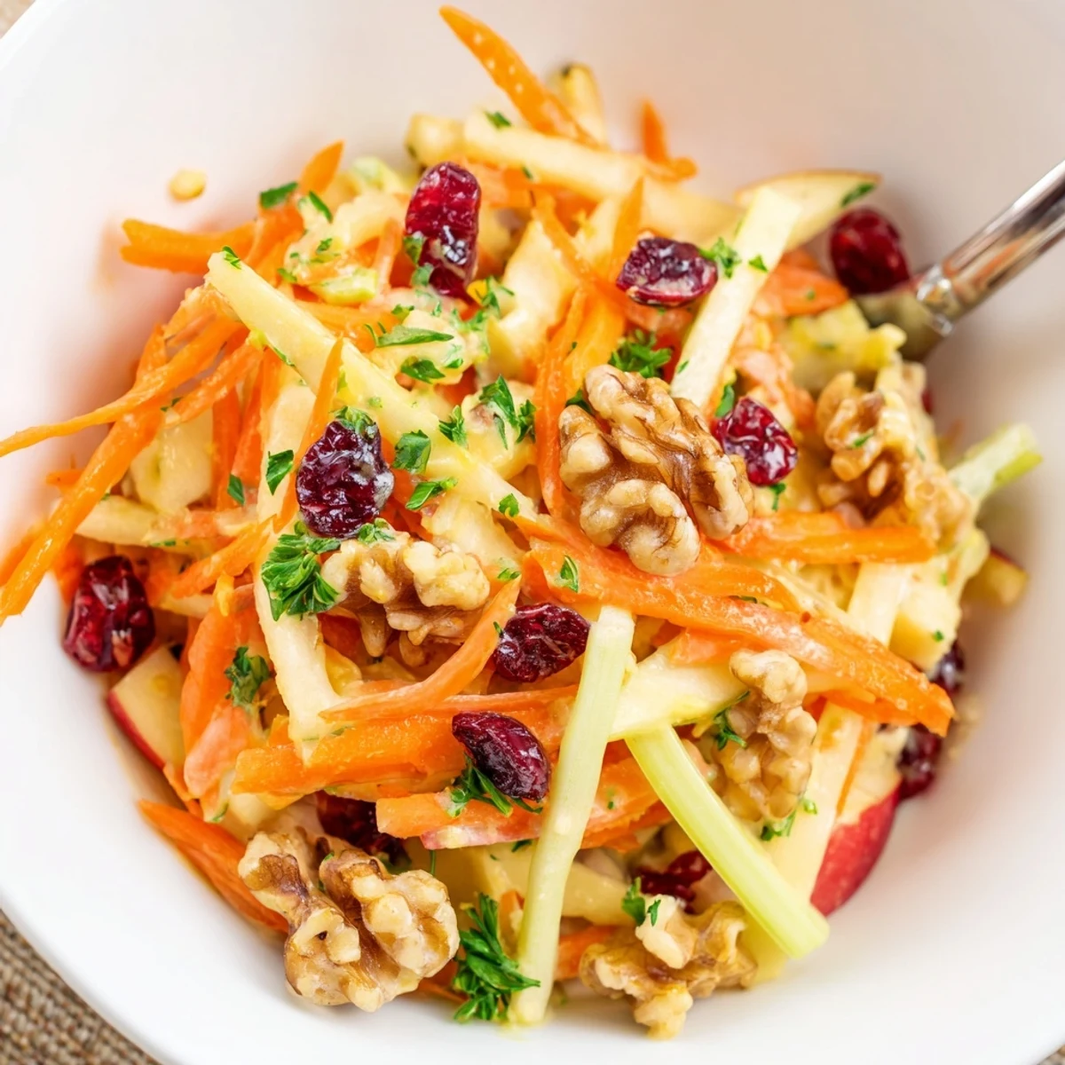 Crunchy Apple Carrot Salad With Creamy Citrus Dressing, bright tasting and crisp for lunch
