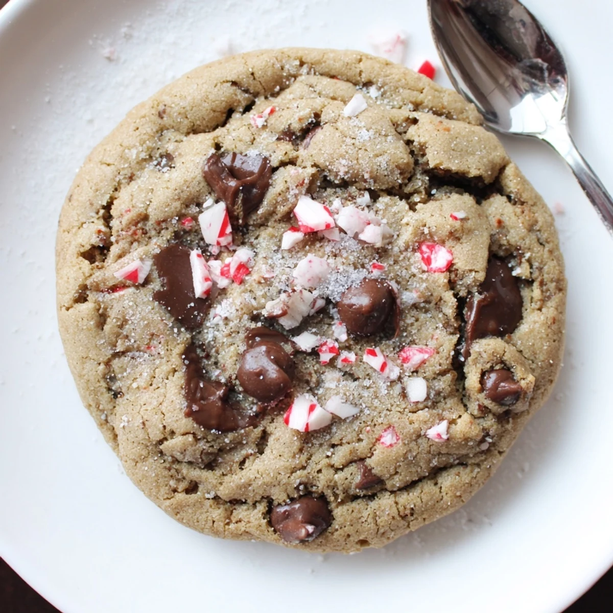 Peppermint Chocolate Chip Cookies cooling on a rack, soft centers, sprinkled peppermint.