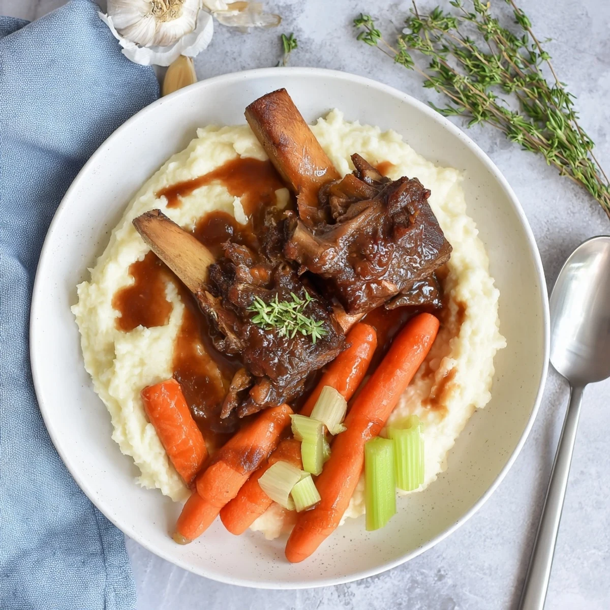 Slow Cooker Beef Short Ribs falling off the bone, aromatic with rosemary