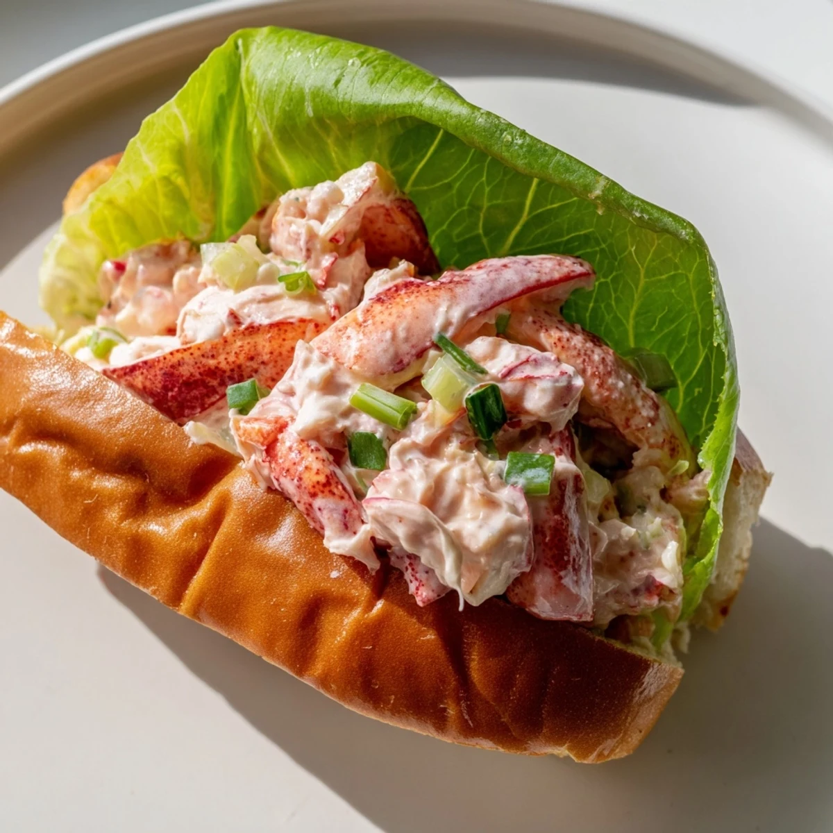 Classic New England lobster roll featuring chilled dressed lobster in a warm toasted bun