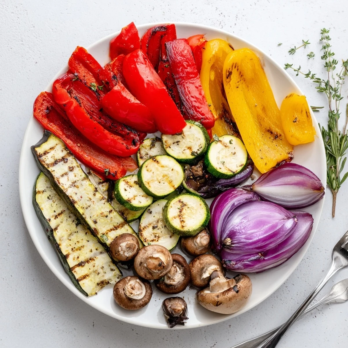 Colorful Grilled Vegetables with seared zucchini and peppers, warm and aromatic