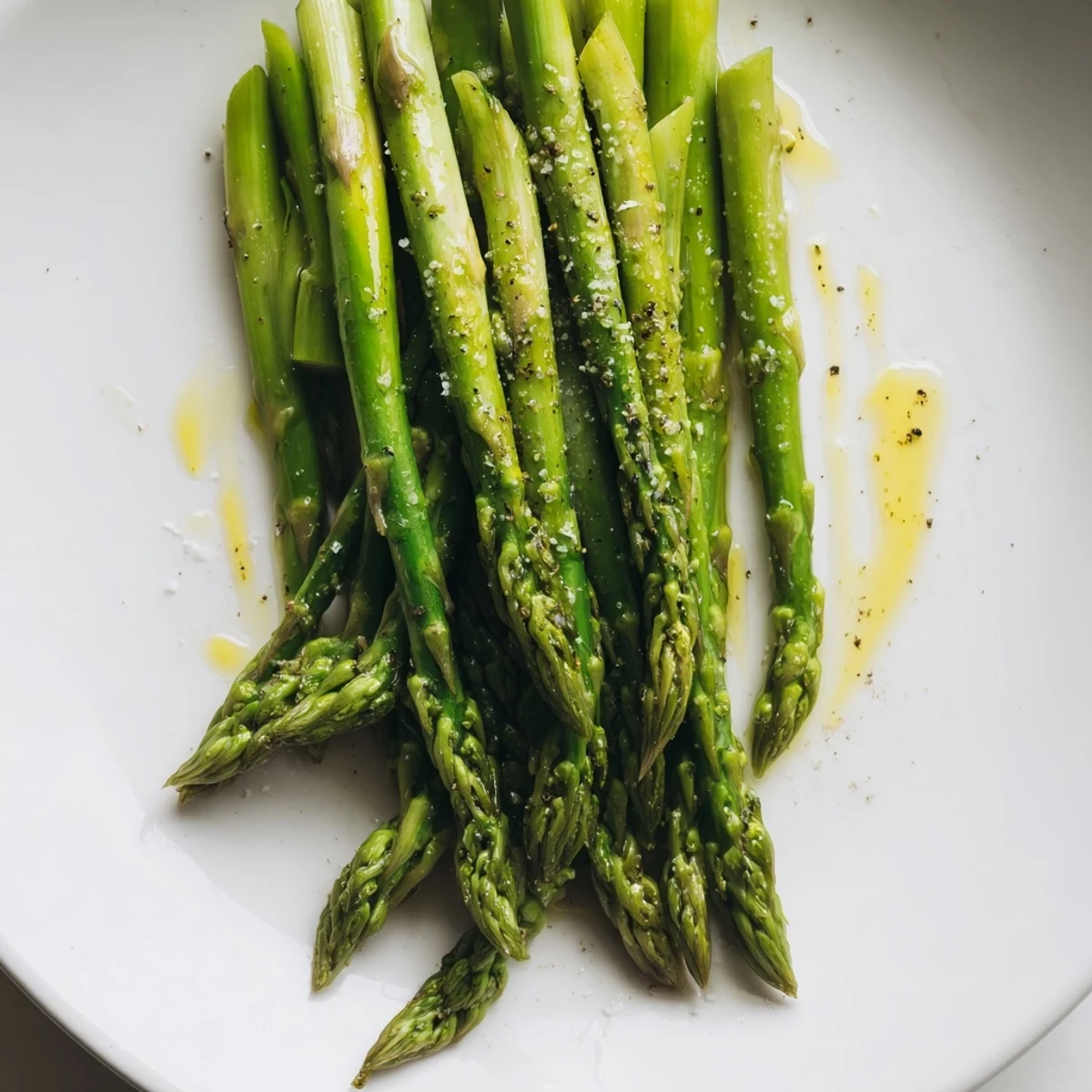 Family style bowl of Steamed Asparagus, lightly peppered, ideal beside grilled fish