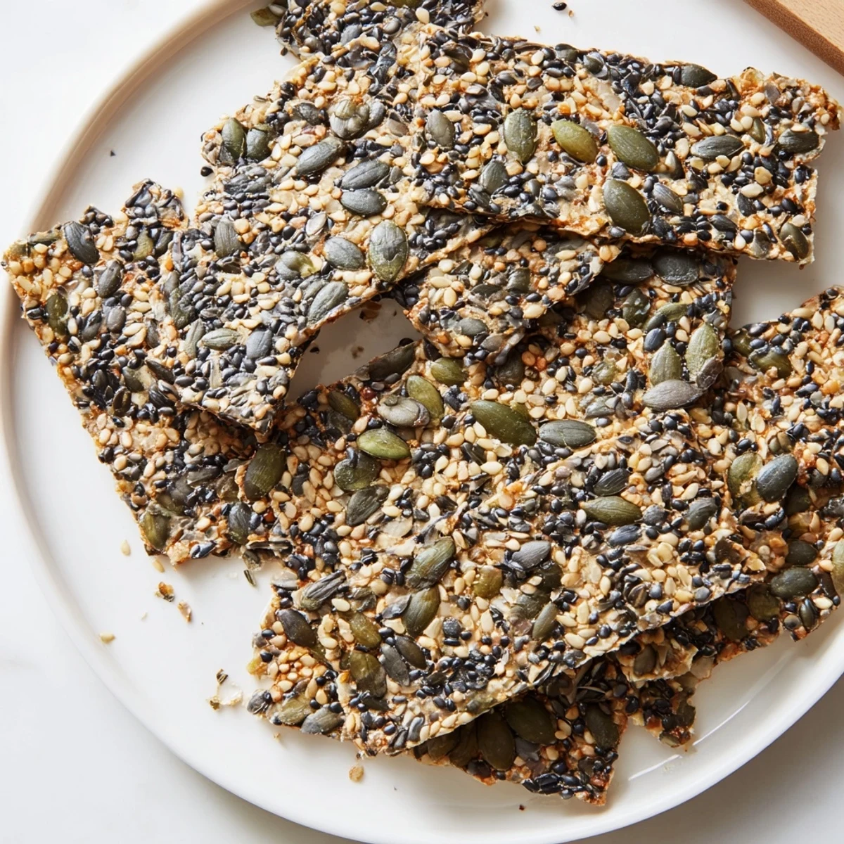 Seed Crackers cooling on parchment, golden edges and crunchy seed flecks.