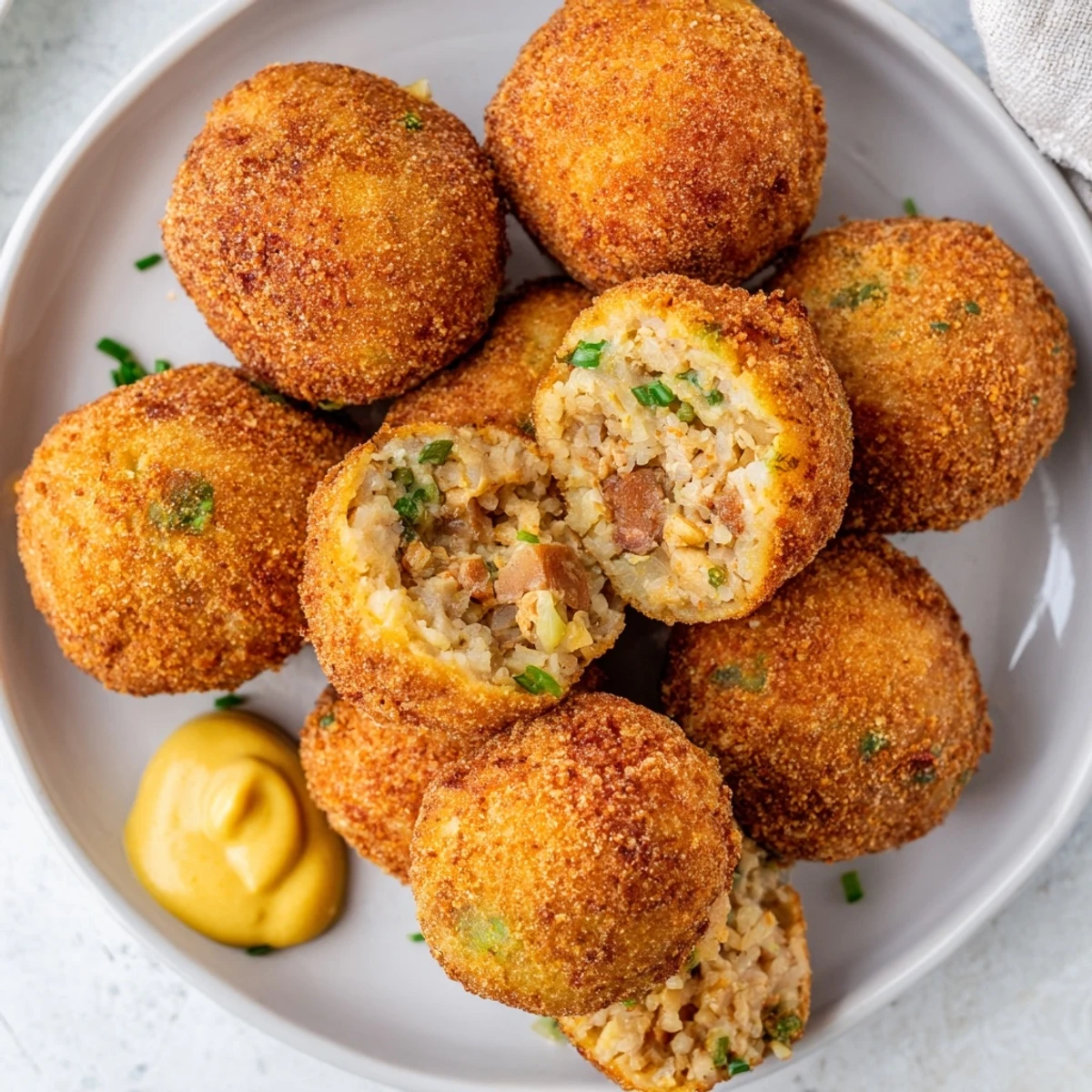 Steaming Cajun Boudin Balls with tender pork-and-rice center, perfect party snack.