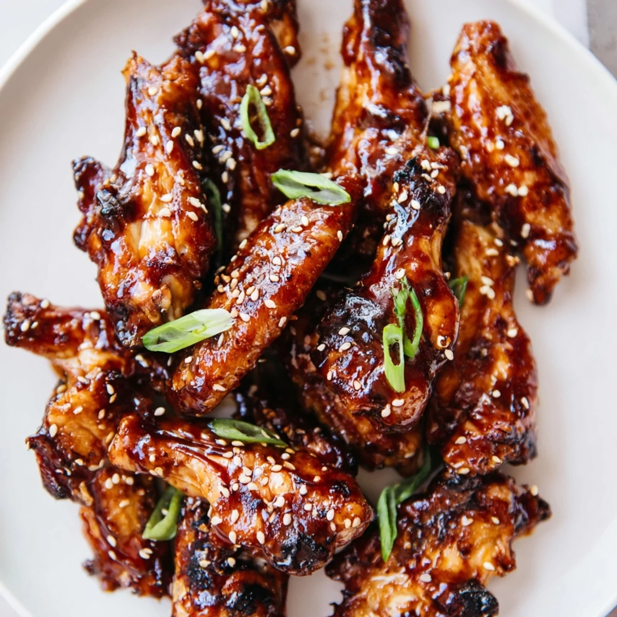 Crisp-skinned Sticky Teriyaki Baked Wings tossed in glossy sauce, steaming hot