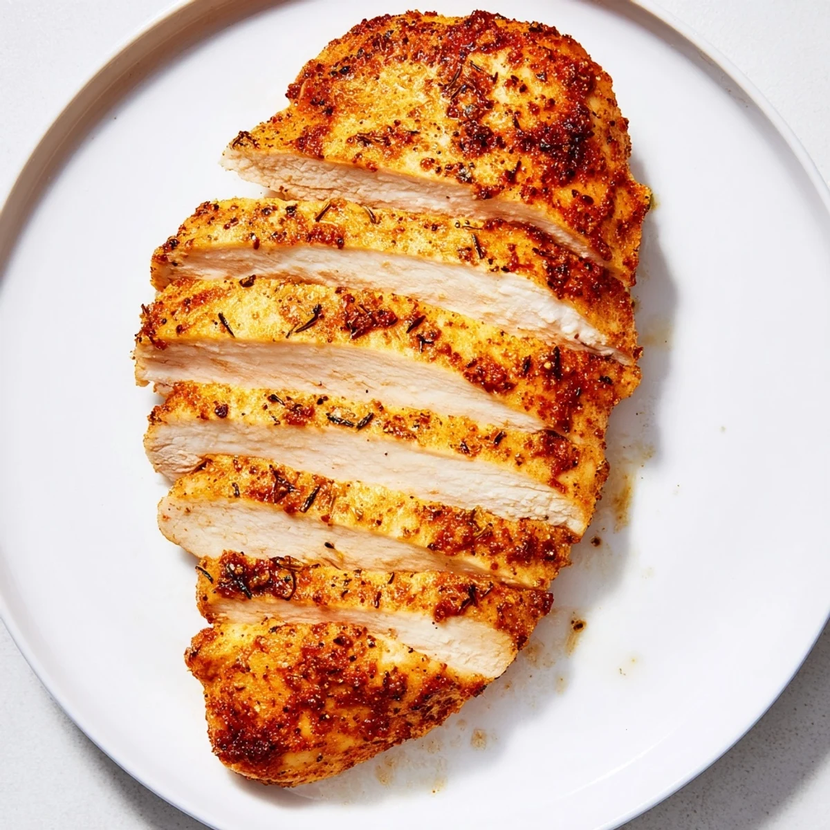 Air Fryer Chicken Recipe with golden-browned exterior and steam rising, juicy sliced interior