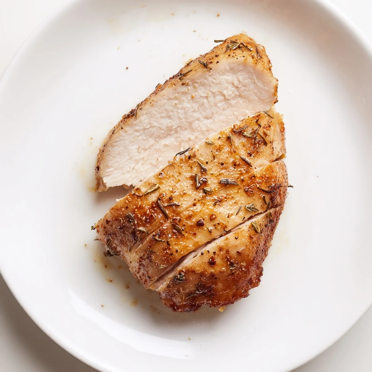 Weeknight Air Fryer Chicken Recipe resting on cutting board, herbs visible