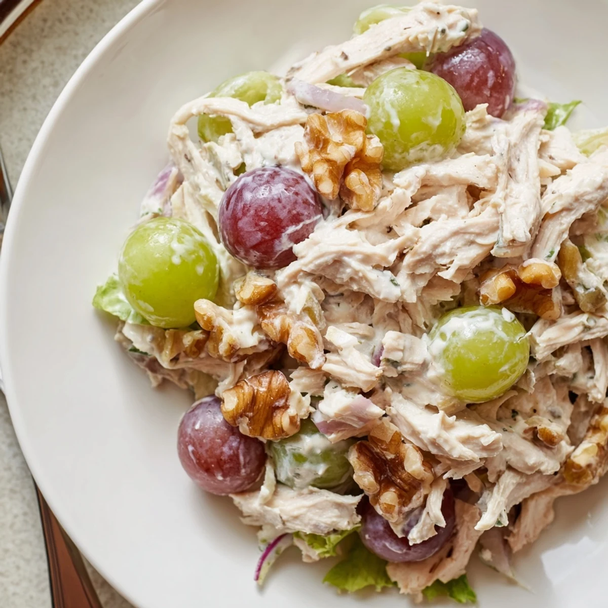 Chilled Chicken Salad With Creamy Yogurt Dressing Recipe with crunchy celery and walnuts  