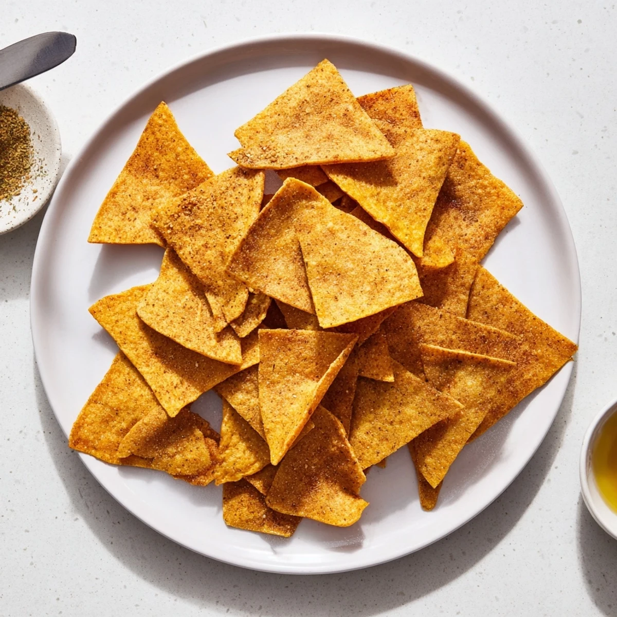 Vegan gluten-free chickpea chips served alongside a bowl of creamy hummus