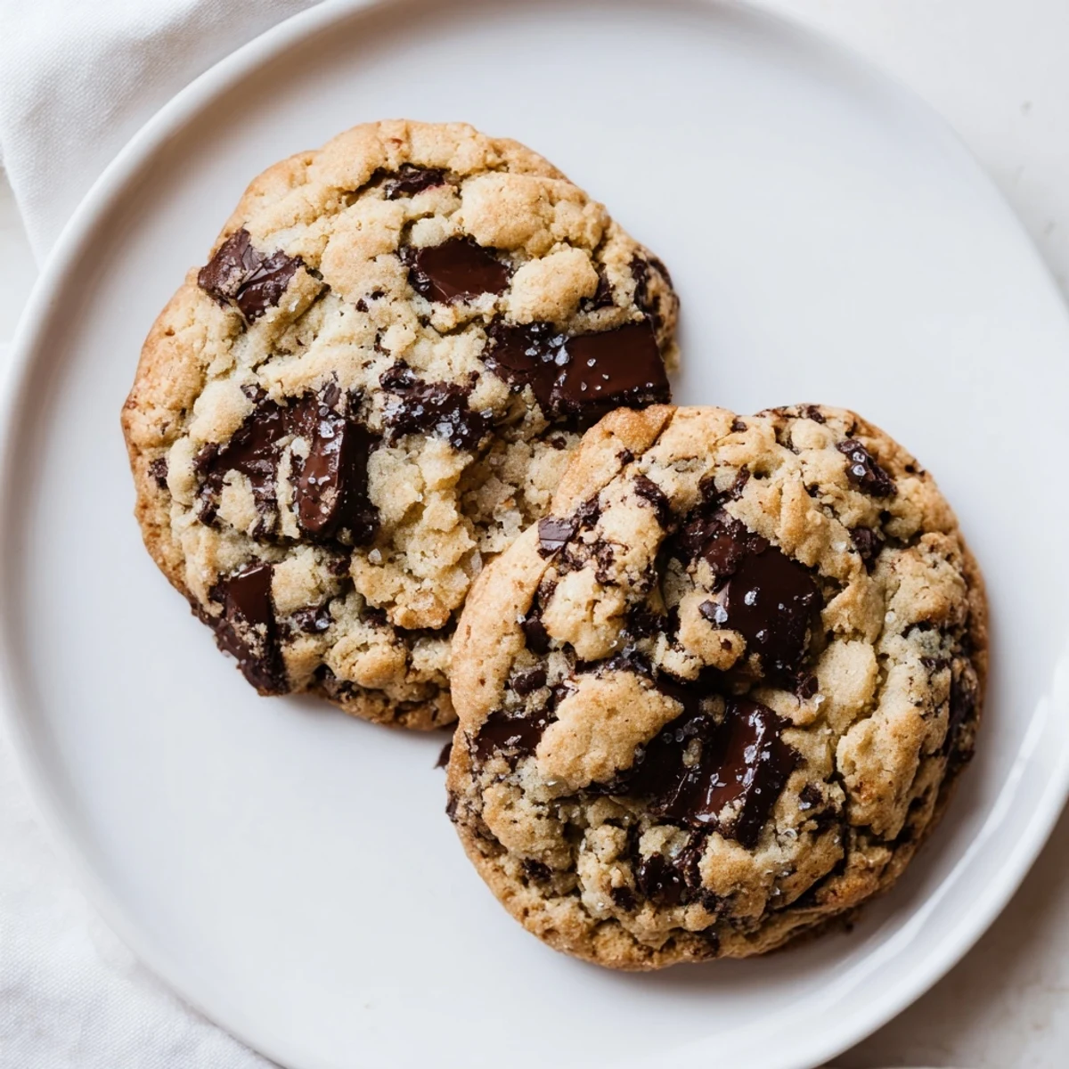 Homemade chewy chocolate chip cookies studded with semisweet chips and perfect golden edges