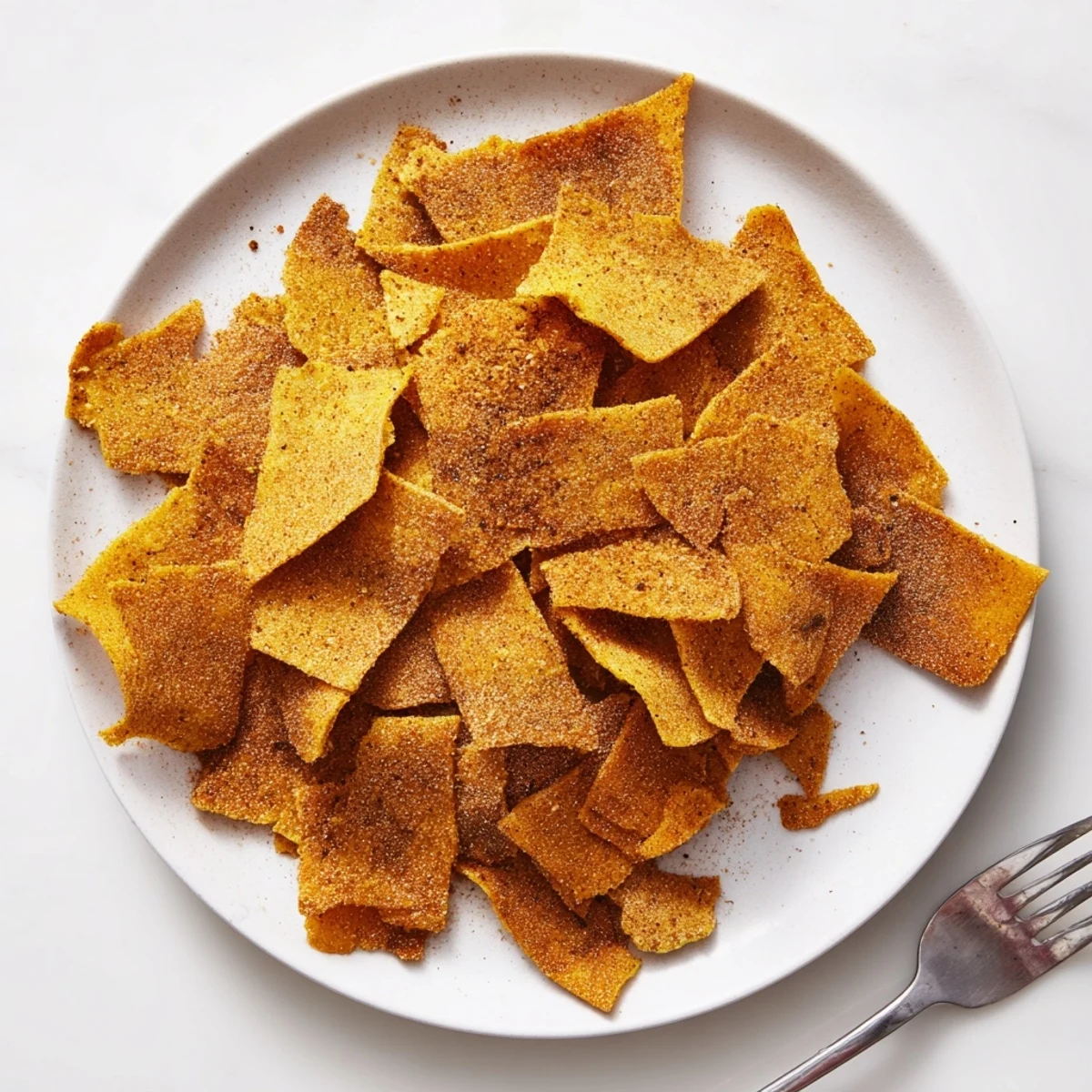 Golden brown crispy chickpea chips arranged on a wooden board ready for dipping