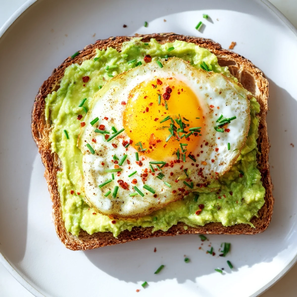 Golden toasted bread layered with creamy mashed avocado and a perfectly cooked egg for Simple Avocado Toast With Egg Recipe