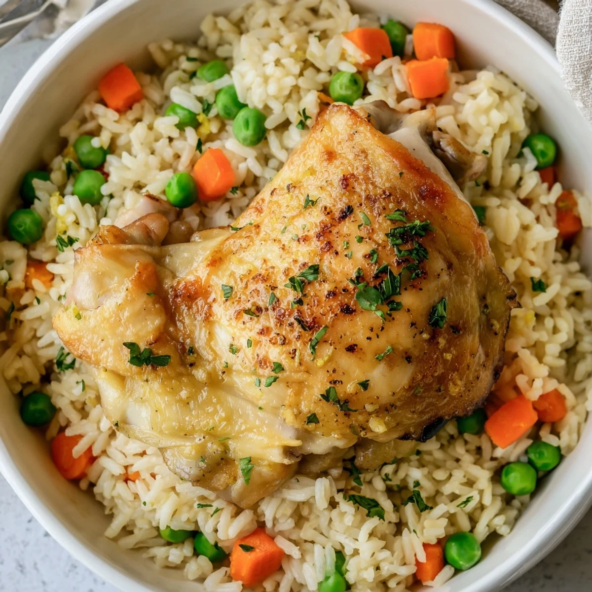 Slow Cooker Lemon Herb Chicken And Rice, steaming with bright lemon aroma