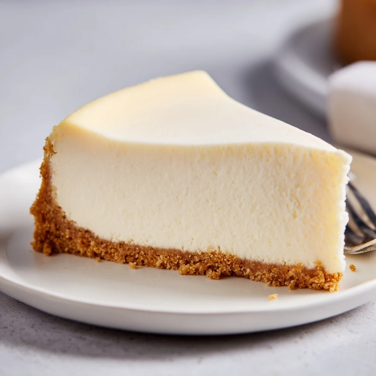 Classic Cheesecake with buttery graham crust, creamy center, served with fresh berries