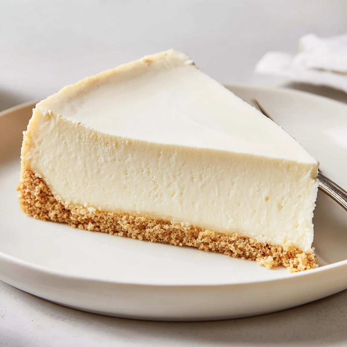 Sliced Classic Cheesecake cooling in springform pan, tangy lemon hint on top