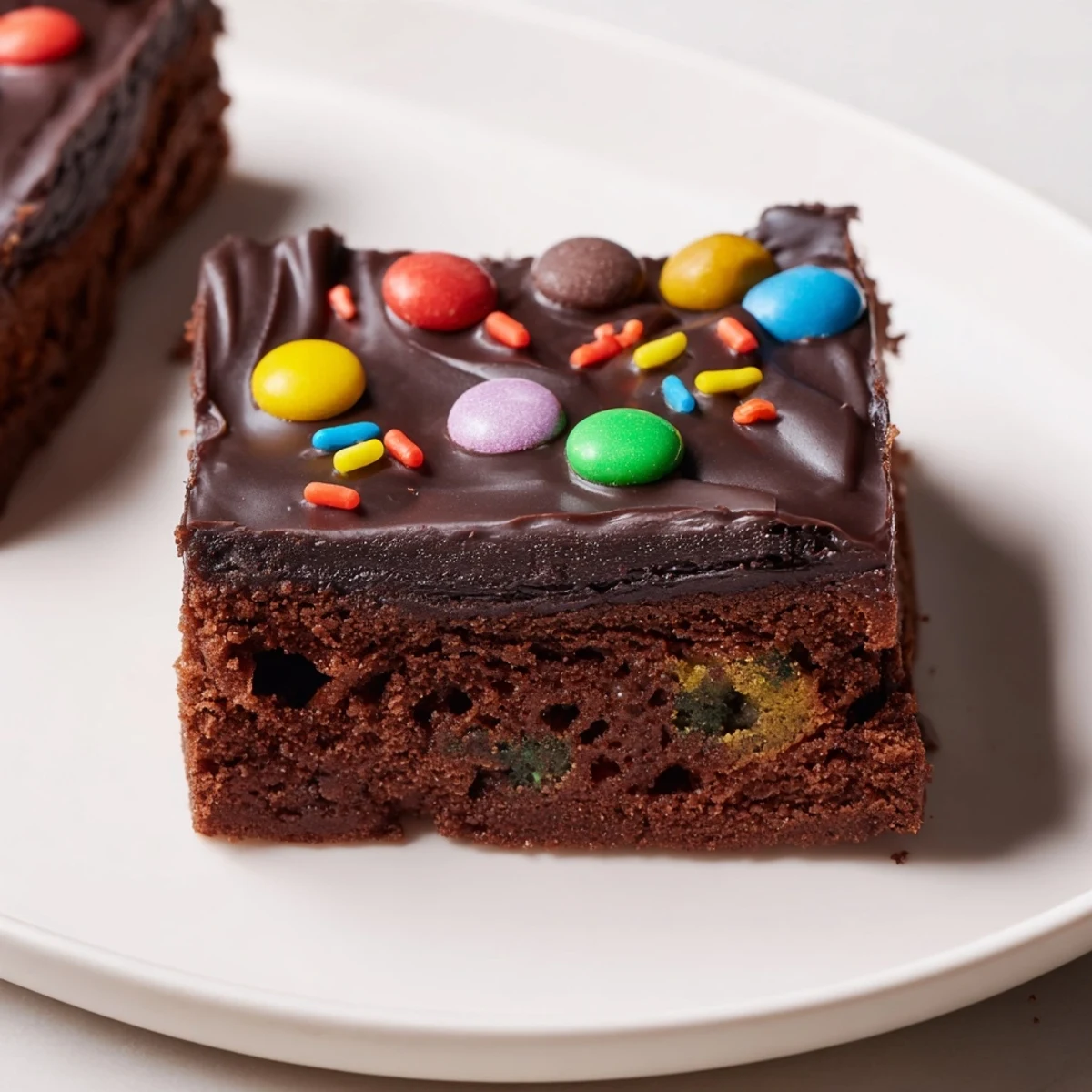 Warm-scented Gourmet Cosmic Brownies Bars, fudgy center under silky ganache sheen