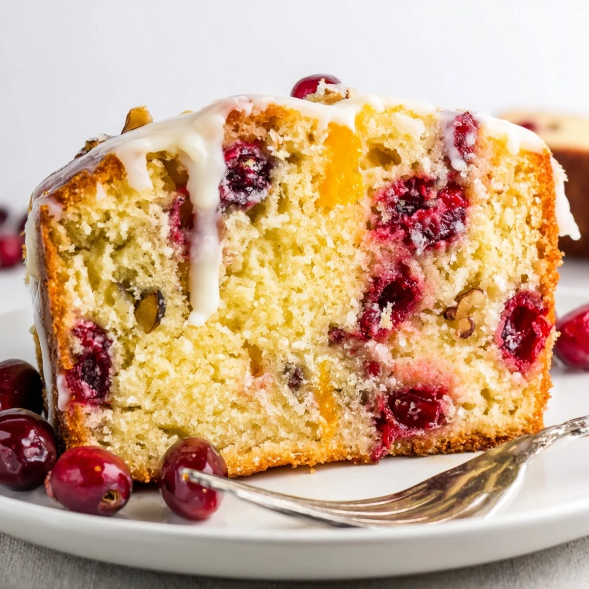 Cranberry Orange Bread cooling on wire rack, glistening berries and citrus aroma