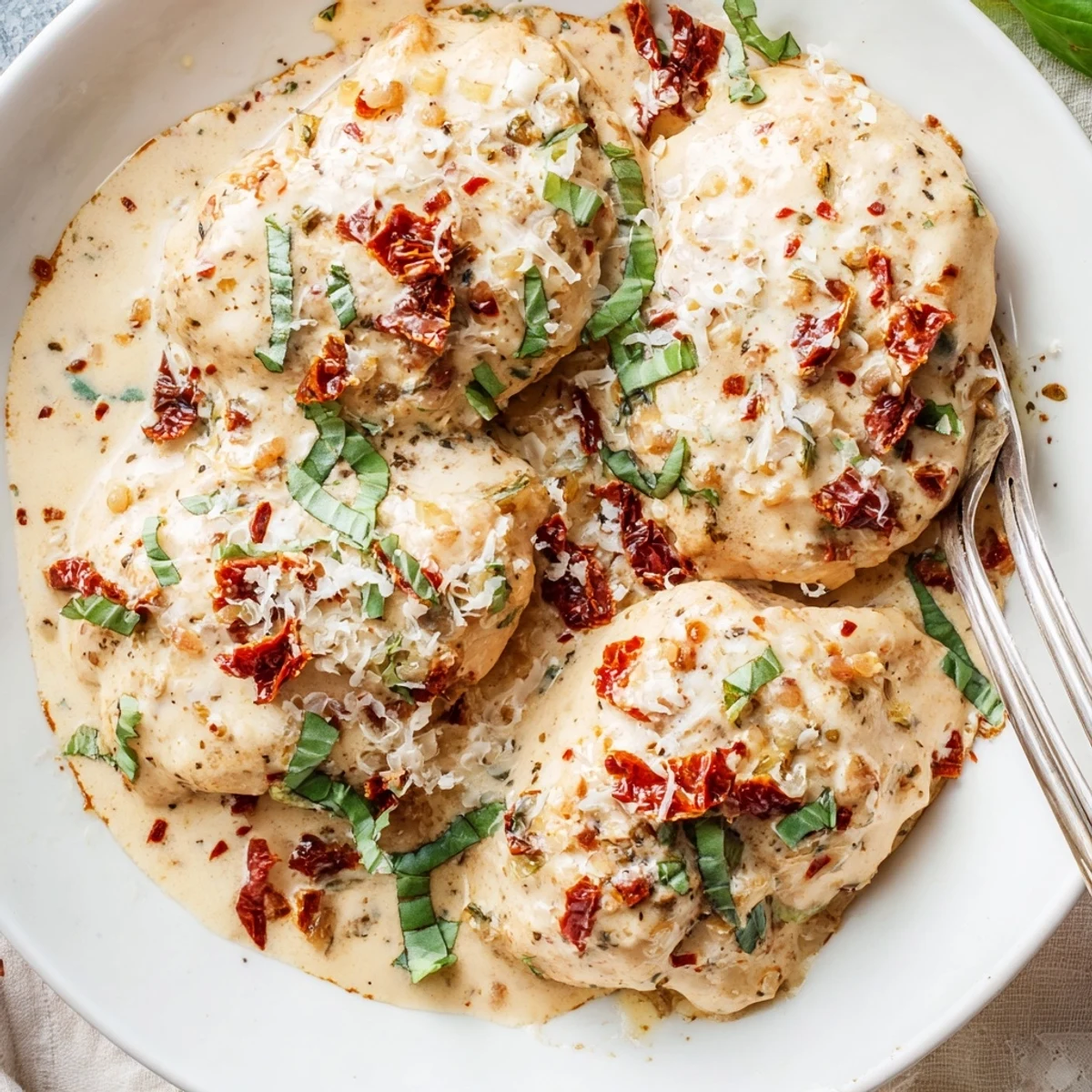 Weeknight Dump And Go Crockpot Marry Me Chicken tender breasts bathed in garlic-parmesan