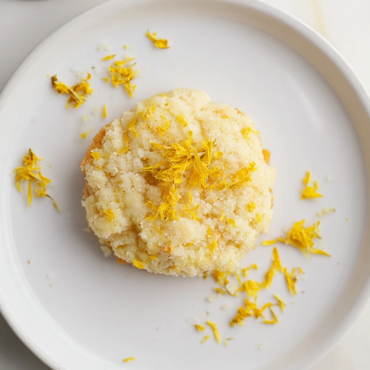 Magical Dandelion Cookies resting on parchment, golden edges and lemon zest